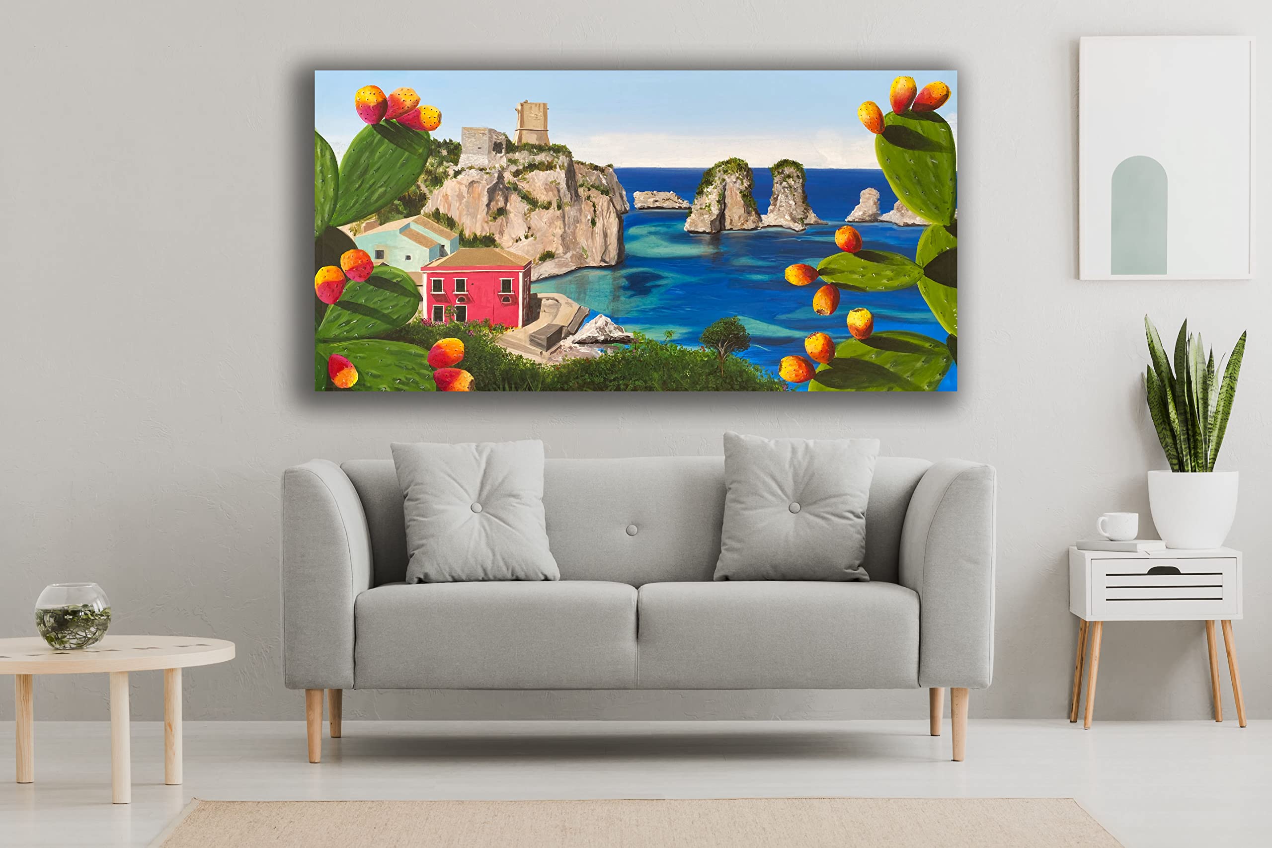DIAMOND HOME Dipinto a Mano Acrilico su Tela con Telaio d'Abete - Quadro Materico Rettangolare con Dettagli in Rilievo - Made in Italy da Pittori Specializzati (50x100) 047_50x100
