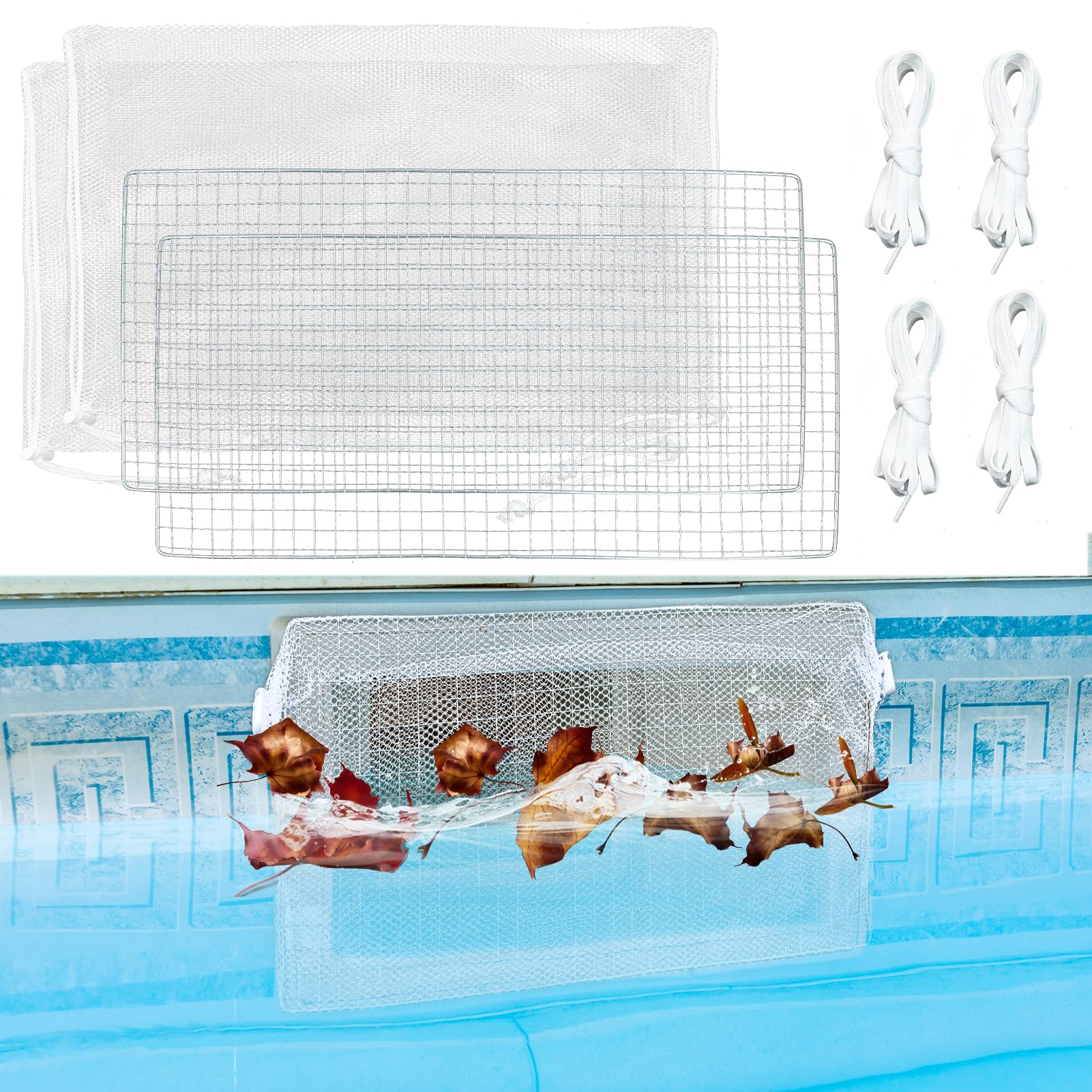 2pack Pool Skimmer Guard Stainless Steel Swimming Pool Skimmer Shield Protective Skimmer Wizard for Inground above Pool Debris Removal