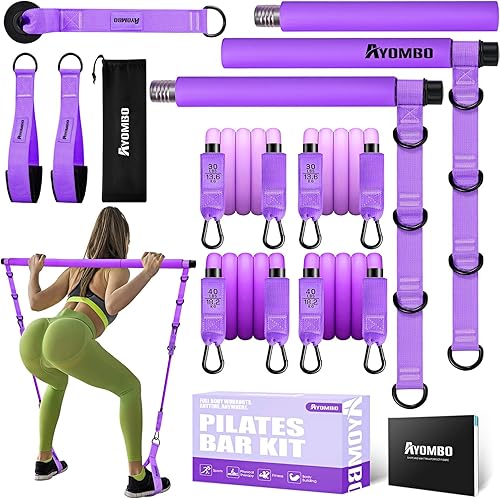 Miniatura 8 de Pilates Bar Kit with Resistance Bands, Pilates Workout Equipment for Legs, Hip, Waist, Arm, Squats Exercise Equipment for Home Workouts, Adjustable