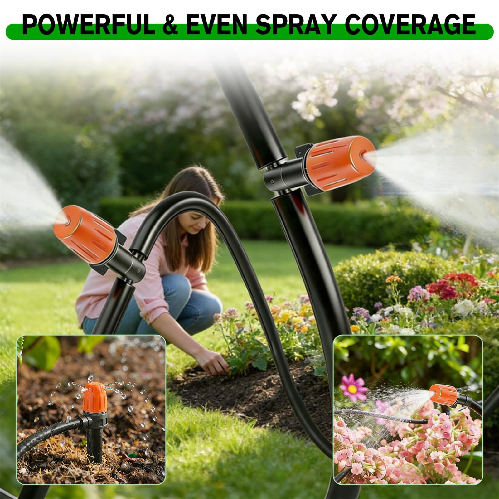 Kit for irrigazione a goccia in PVC ABS | Sistema di irrigazione a goccia da 100-164 piedi for piante da giardino in serra(164FT)