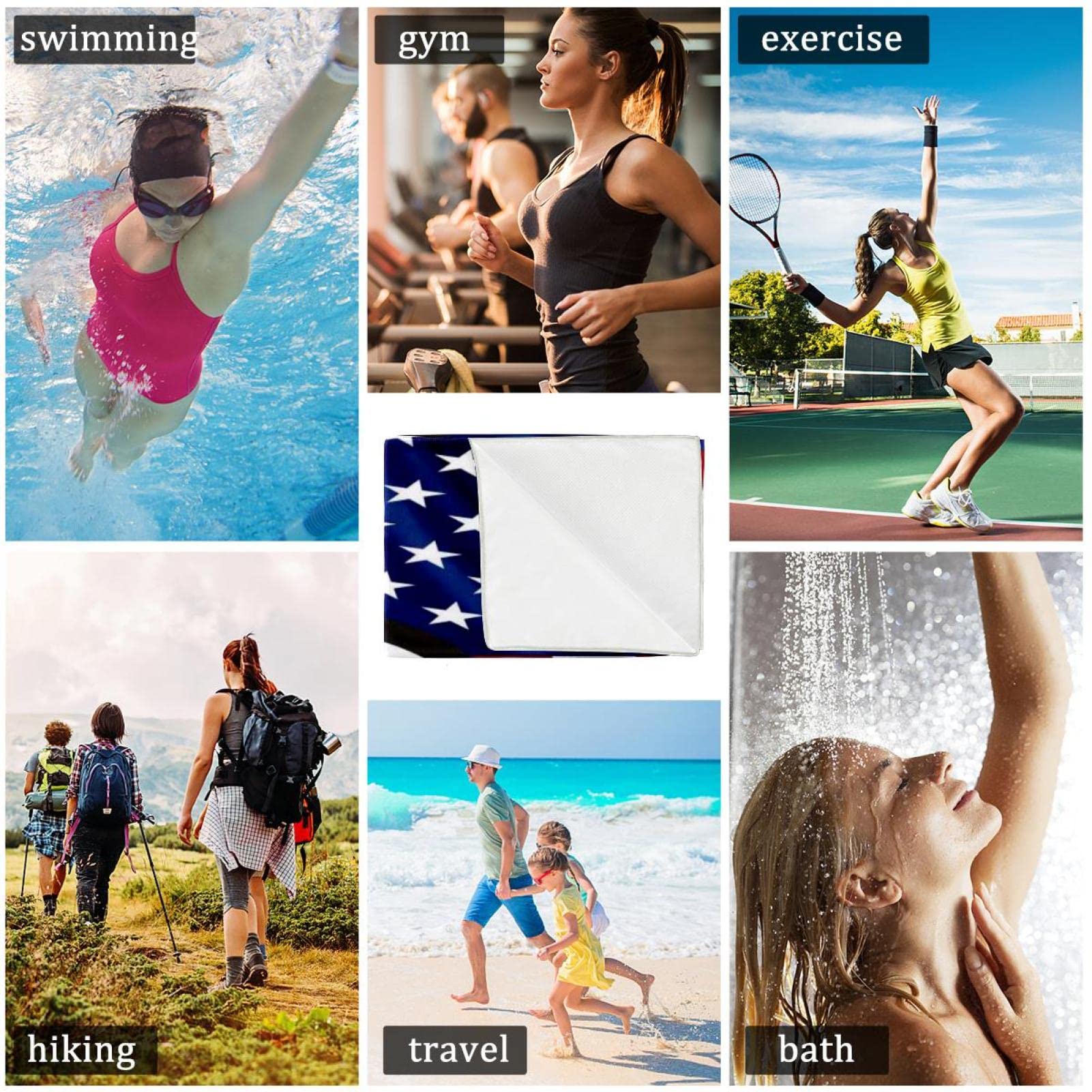 2 Asciugamani Sportivi Refrigeranti In Microfibra – Nero, Formato Medio 100x30cm – Asciugamani Ghiaccio Per Fitness E Palestra - Foto 2