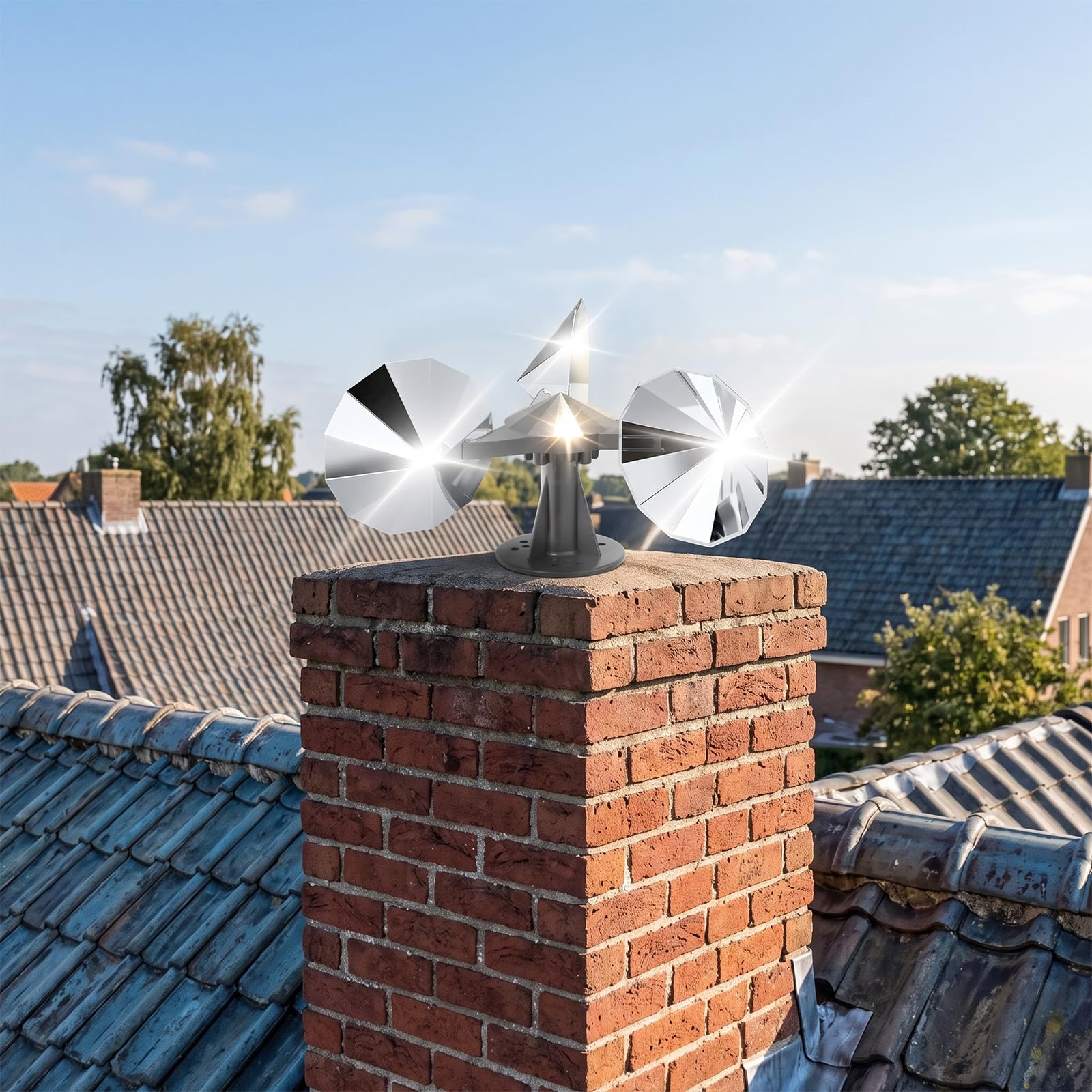 Windbetriebenes Vogelschreckgerät, 360° rotierende, reflektierende
