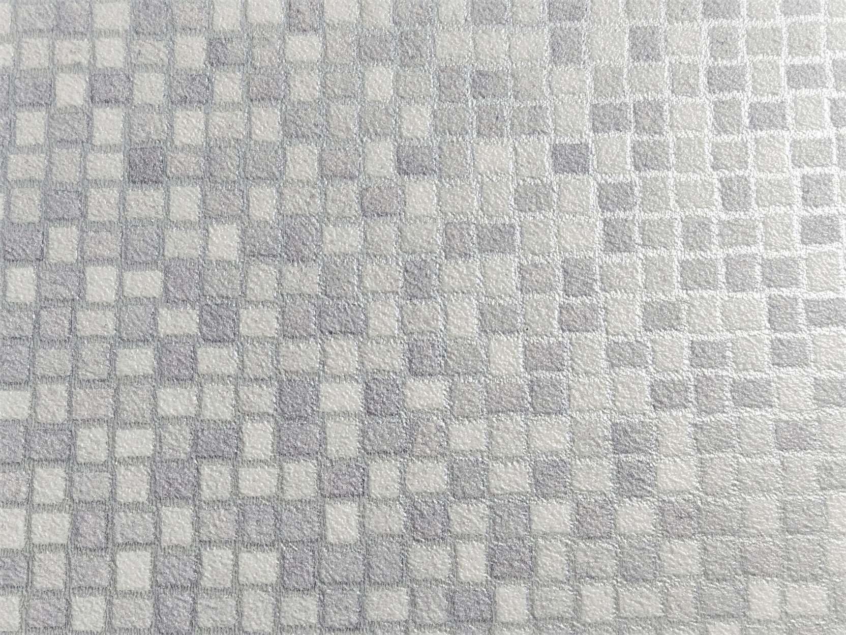PVC Bodenbelag Vinylboden in silber grauen Kästchen, Zuschnitt (2m breit / 3m lang)
