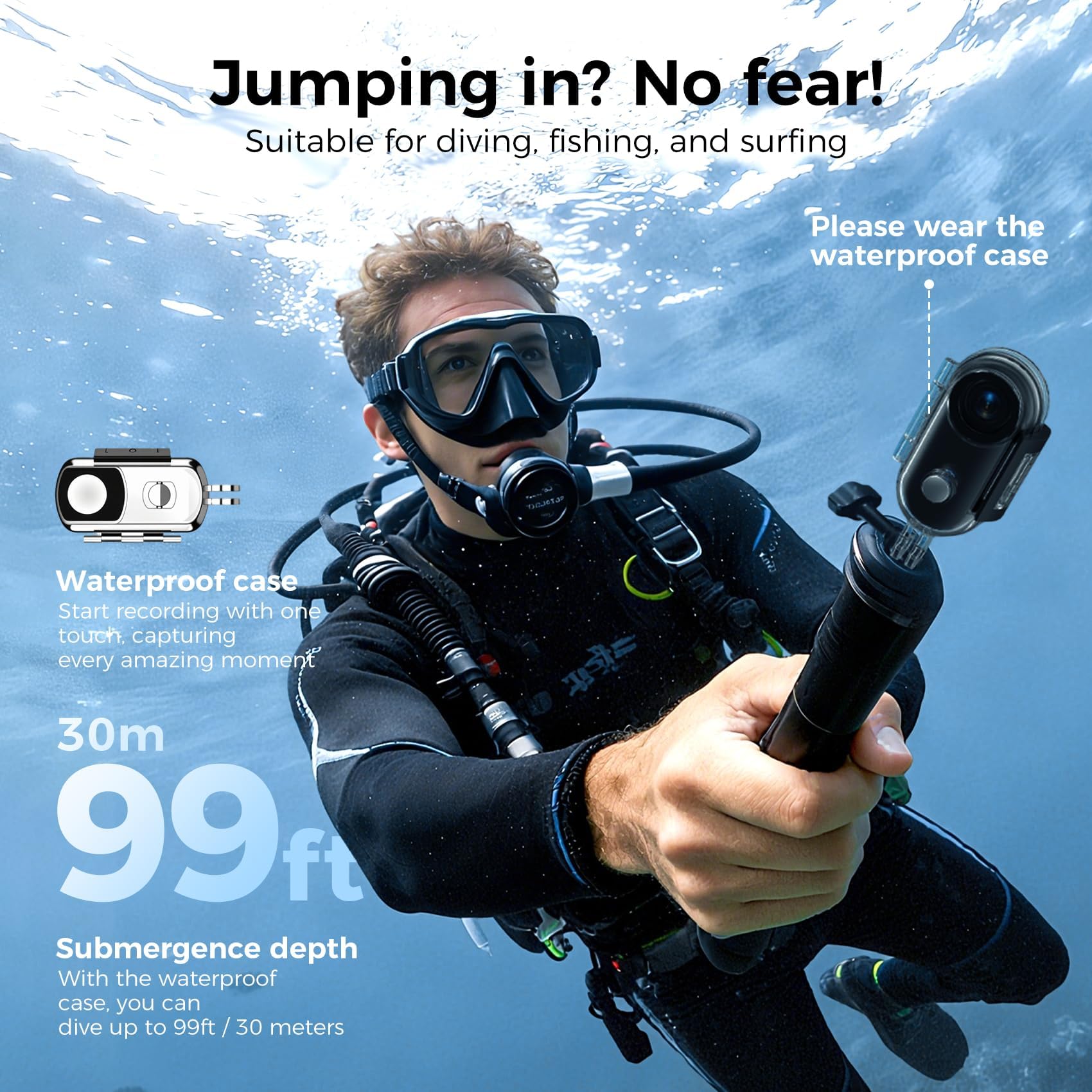 POV Pro 4k Camera, New Ultra Wide Angle HD 4k Wearable Body Adventure Action Cameras with Audio, Night Vision, Mount Anywhere, for Vlogging, Cycling (White-4k) — view 2