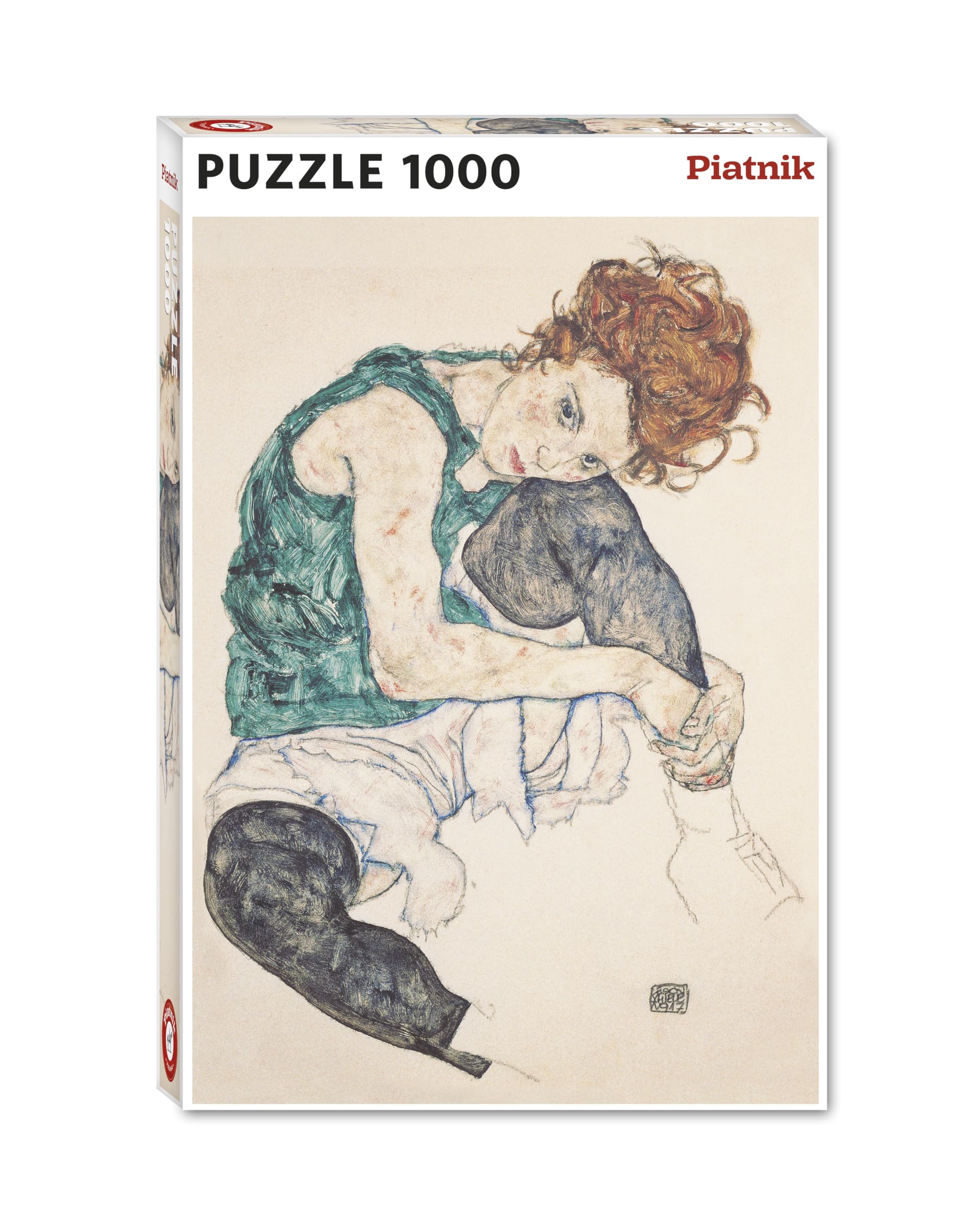 Piatnik 570643 Puzzle de 1000 pièces Femme Assise en Pente, Genou relevé, Multicolore