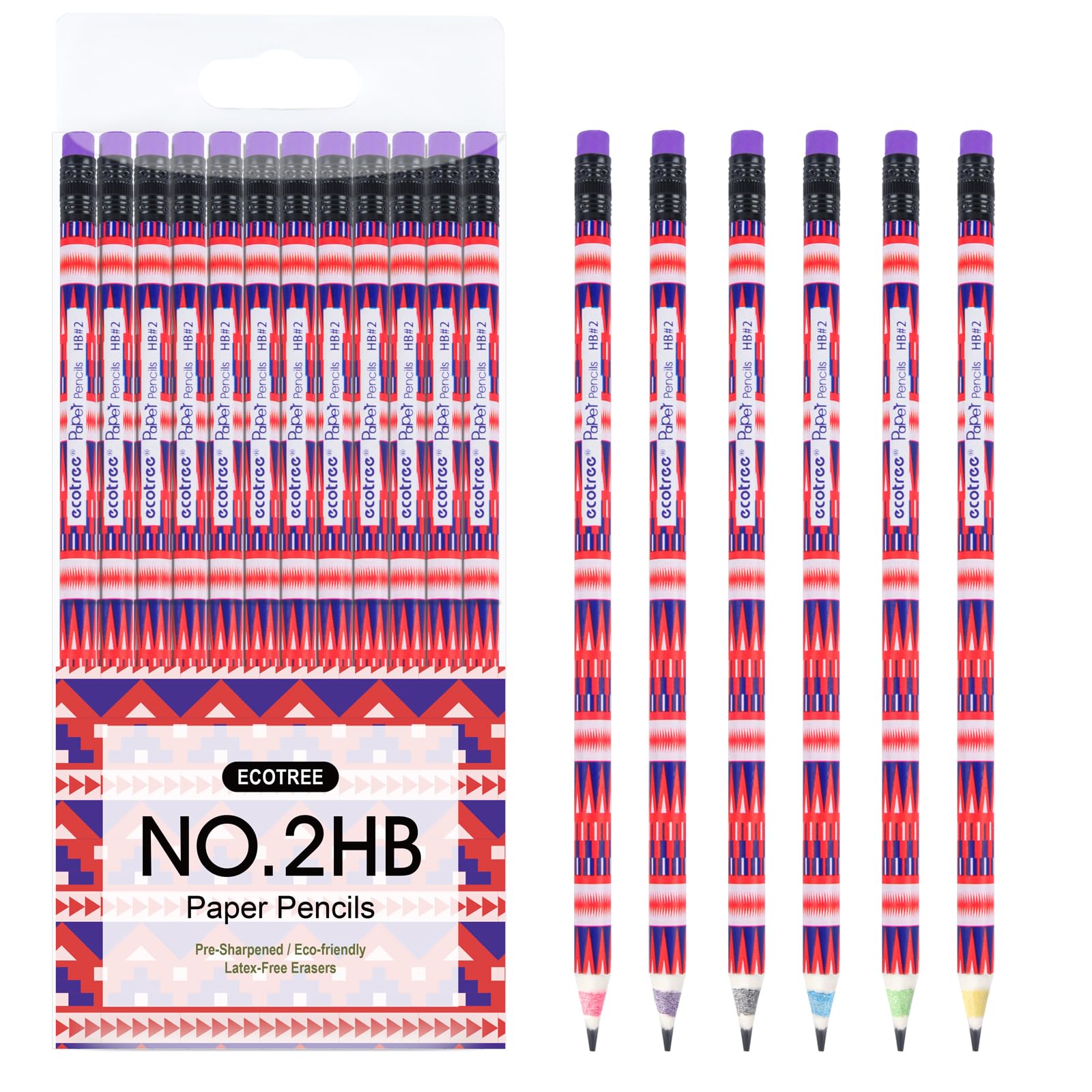 ECOTREESharpened Pencils #2 Cute Pencils for Kids Number 2 Pencils for School Supplies, Back to School, Valentines Pencils for Kids, 12 Count