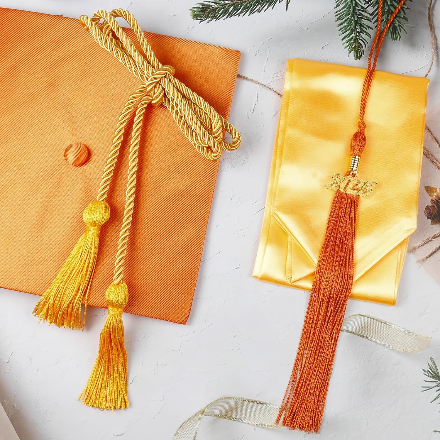 Matte Graduation Cap and Gown 2026 Set Bulk with Tassel 2026 Honor Cord Graduations Stoles Unisex Cap and Gowns for High School College Ceremony Bachelor Bright Orange-51