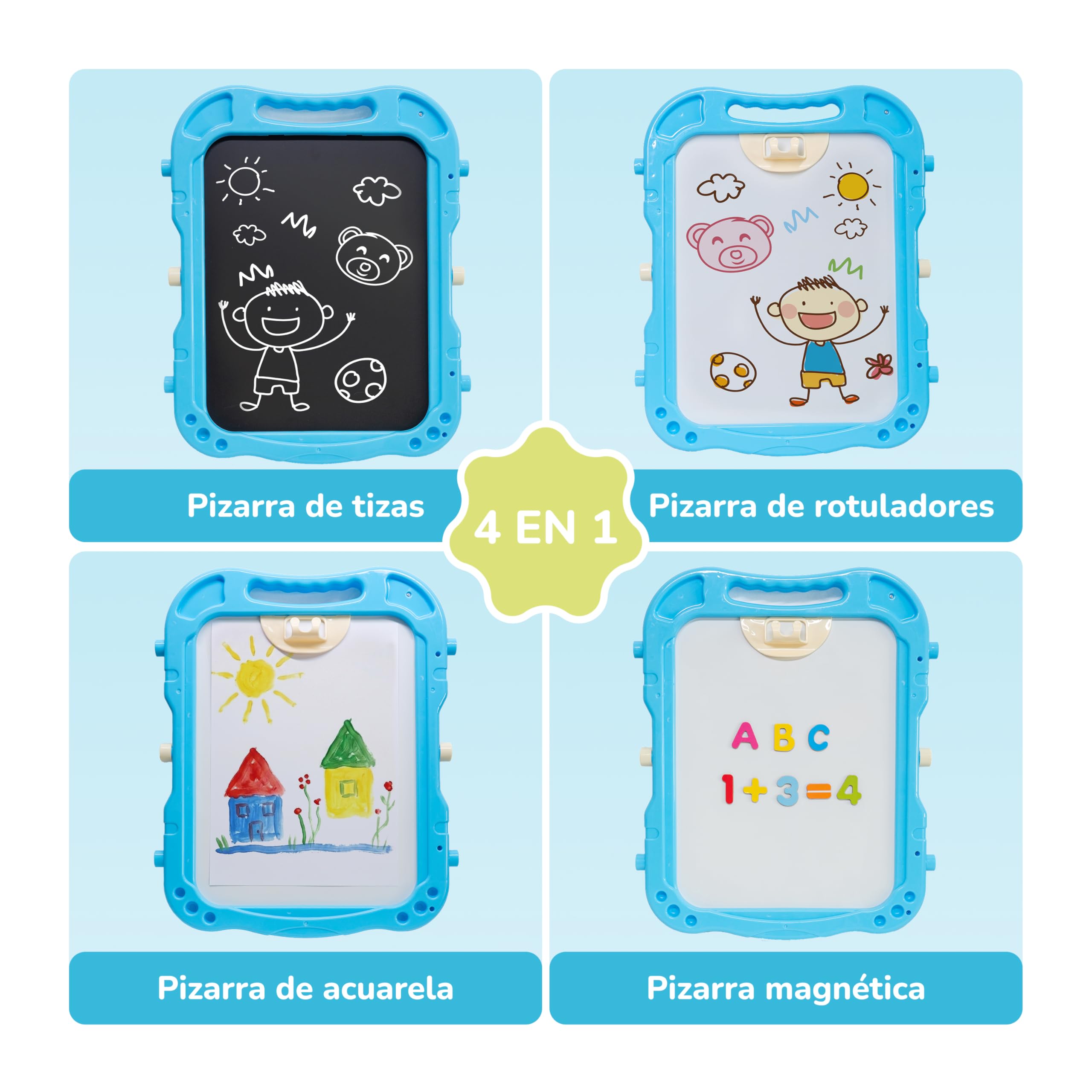 GalPat Baby Pizarra Infantil Magnética Doble Cara, Caballete para Niños con Altura Regulable, Incluye Tizas, Rotuladores, Letras y Números Magnéticos, Ideal para Aprendizaje y Creatividad