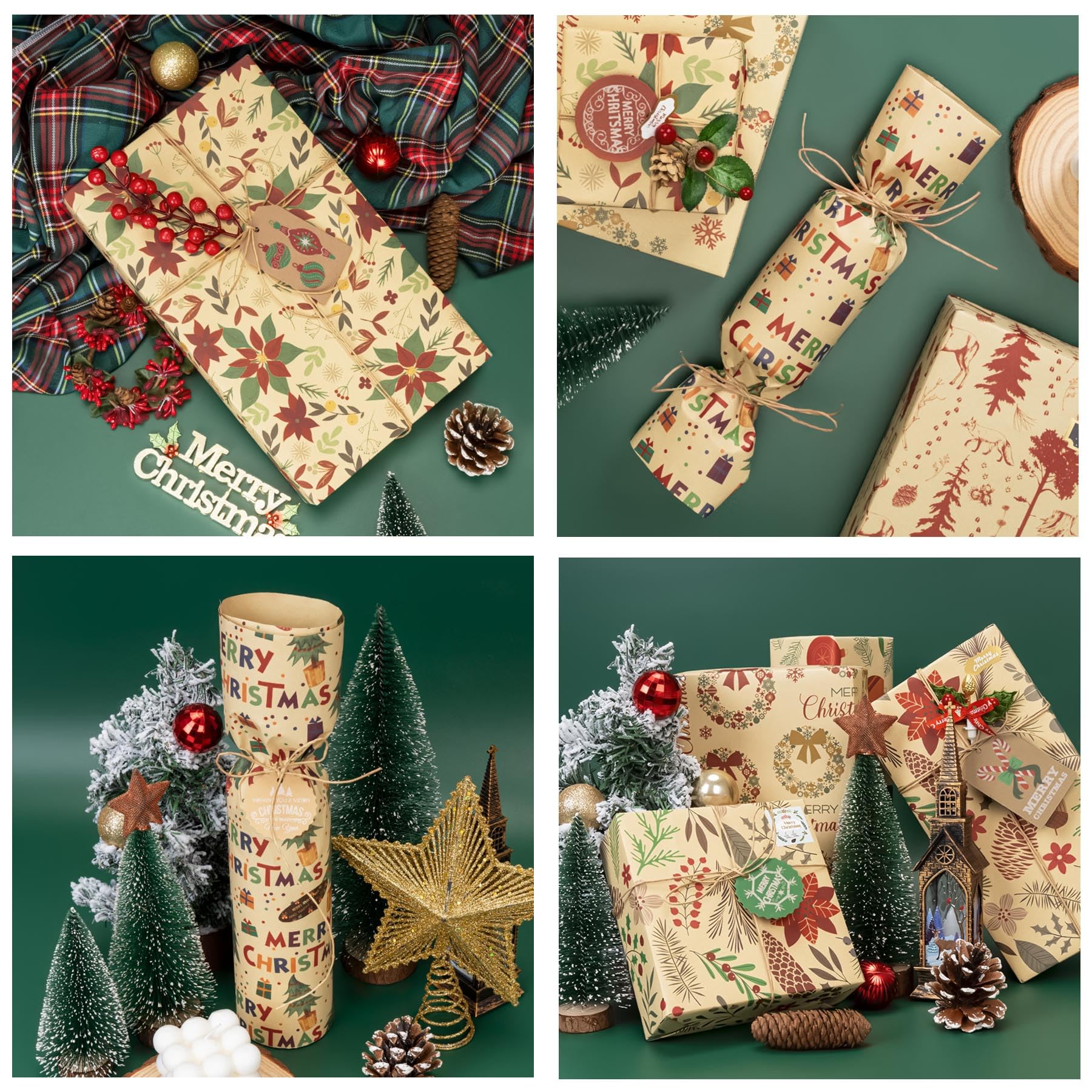 Carta da regalo di Natale vintage con etichette regalo abbinate - 6 fogli interi - Ephemera natalizia vintage - Angeli, alberi, Wisemen, Mr & More! - Italia