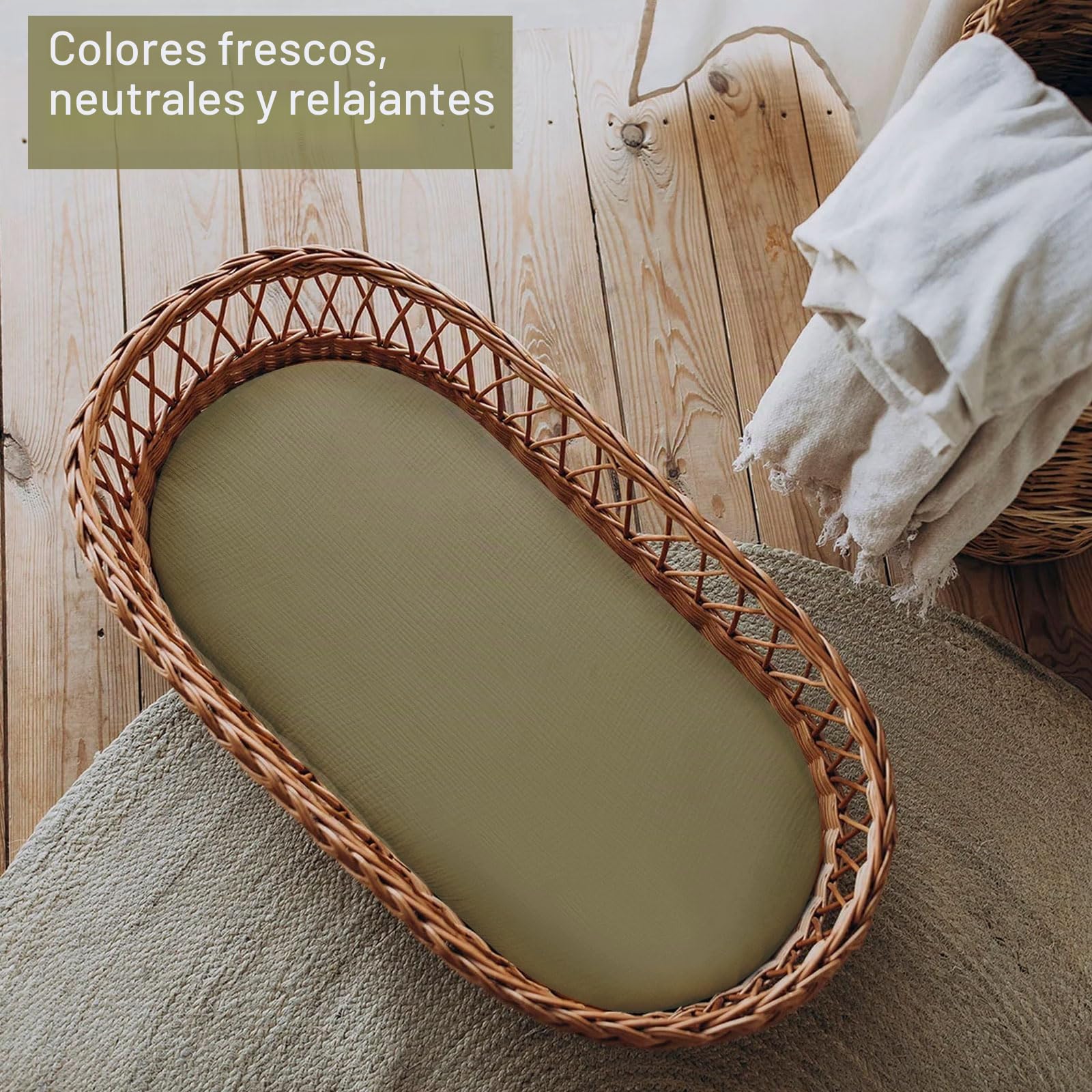 Sábana Bajera para Capazo y Cuna de Bebé 70X35cm - Funda y Cubre Colchón para Carrito