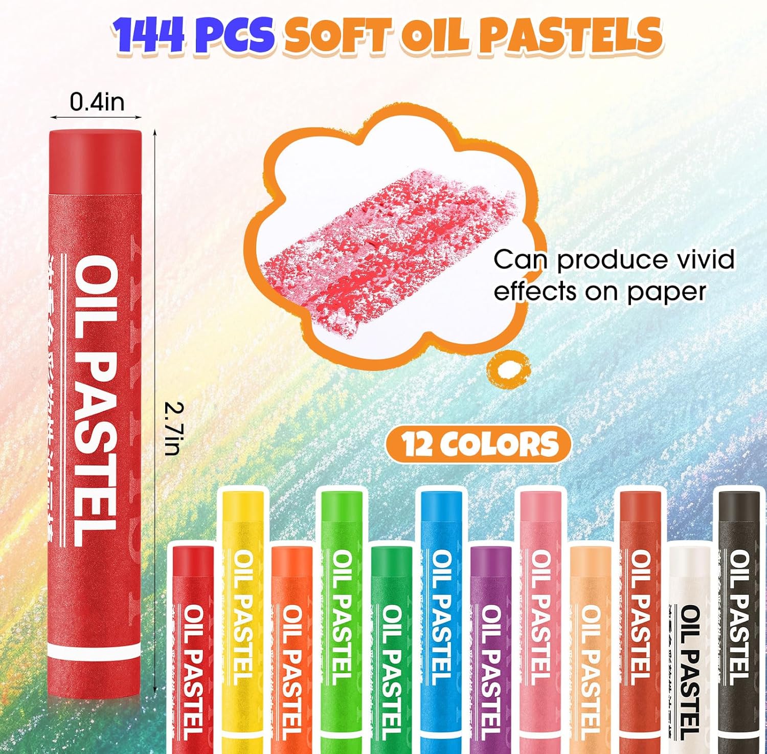 Geyoga 144 Pcs Oil Pastel Set 12 Colors Soft Oil Pastel Crayons for Artists Painting Drawing Blending Beginners Craft Vibrant Creamy Colored Non Toxic Art Supplies Gift