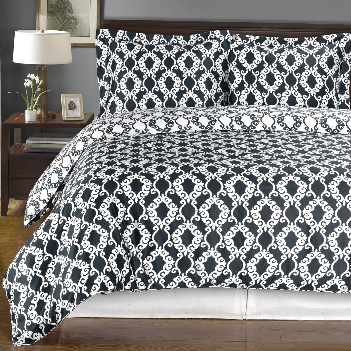 Royal Hotel Bedding Burgundy and White Sierrii 3 Piece Full/Queen Comforter Cover (Duvet Cover Set) 100% Cotton 300 TC