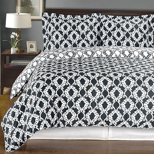 Miniatura 4 de Funda de edredón Sierri de 3 piezas, grisazul y blanco, tamaño KingCal-King (juego de funda de edredón) 100% algodón 300 hilos