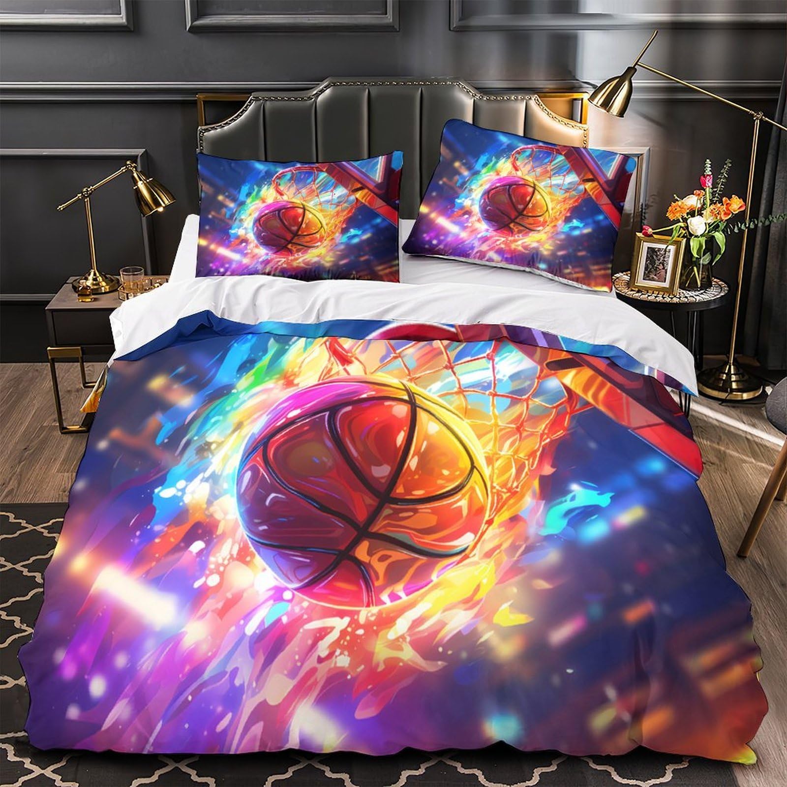 Housse de couette dunk de basket-ball hypoallergique en microfibre 3D