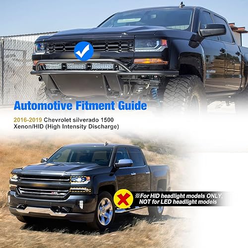 Miniatura 2 de WOLFSTORM Faro delantero HID para Chevy Silverado 1500 2016-2019, diseño de proyecto de luz diurna LED, montaje de faros delanteros para camioneta