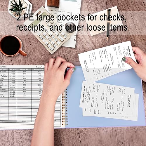 Miniatura 5 de HAUTOCO Bill Tracker - Cuaderno mensual de pagos de facturas para presupuestos personales y financieros del hogar con 2 bolsillos de almacenamiento,