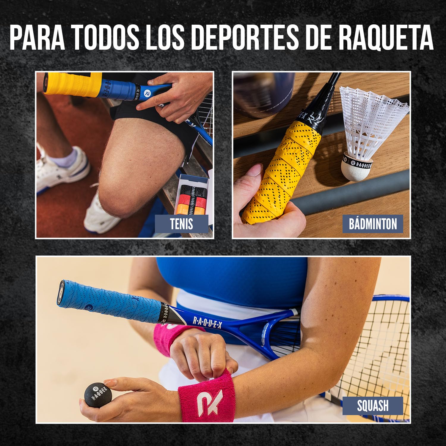 Raquex Overgrips Evolve 5-Pack Multicolor Tennis Badminton Squash Padel Pickleball Grip Antideslizante