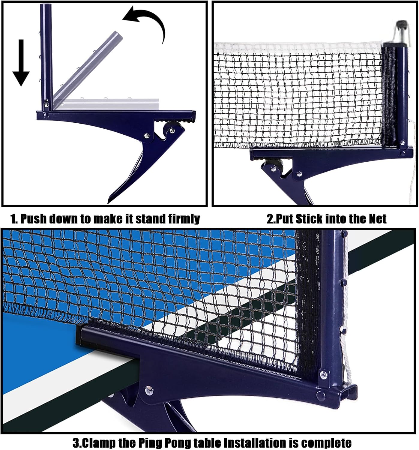 Hbaushun Collapsible Table Tennis Net,Training Competition Professional Ping Pong Net Portable Posts with Adjustable Strength Clip,Stable Base for Standard Table