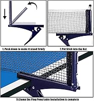 Vista 6 de Hbaushun Red de tenis de mesa plegable, red de ping pong profesional para competencia de entrenamiento, postes portátiles con clip de fuerza