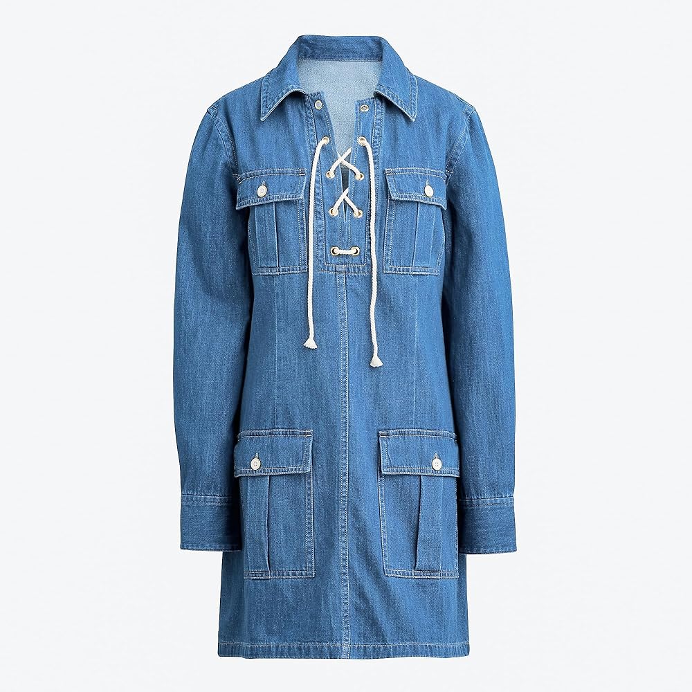 ワンピース Her lip to Eze Puff-Sleeve Denim Dress S herlipto Eze Puff-Sleeve Denim Dress