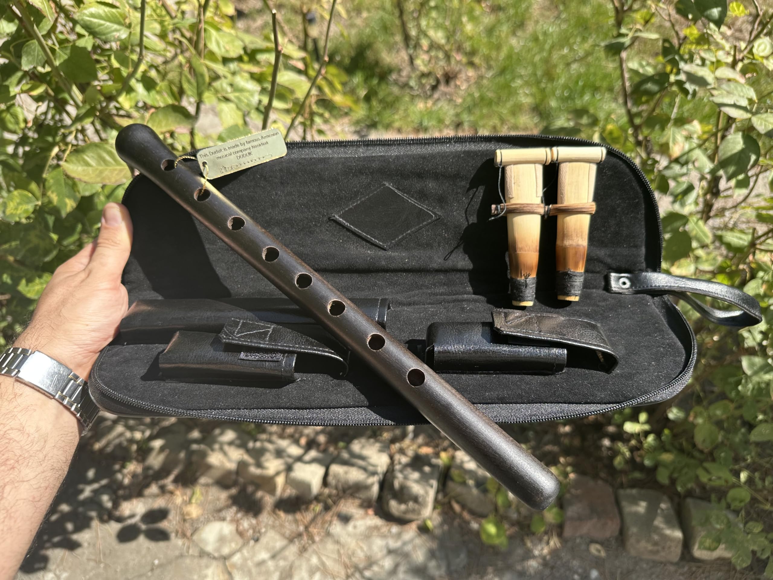 Armenian Professional DUDUK Key A in legno di albicocca Oboe Balaban strumento a fiato, custodia in pelle, 2 ance professionali e istruzioni di gioco