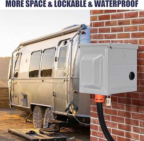 Miniatura 3 de Caja de toma de corriente de 50 amperios y 125250 voltios RVEV, panel de receptáculo NEMA 14-50R, cerrado y con cerradura, RV Camper y vehículo