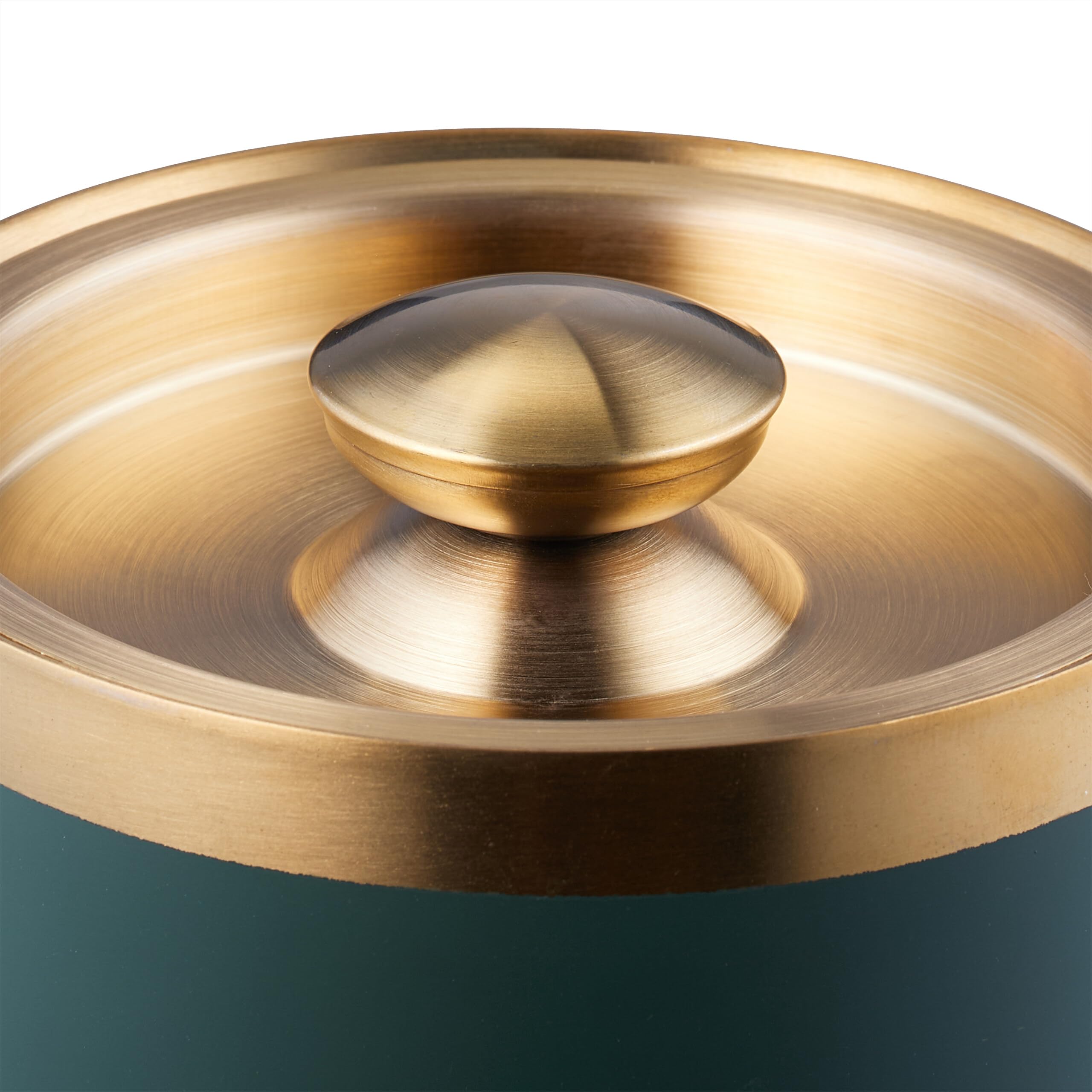 Relaxdays Eiswürfelbehälter, Edelstahl, doppelwandig, Eiseimer mit Deckel & Henkel, 1,5 l, Eiswürfelkübel, grün/Gold