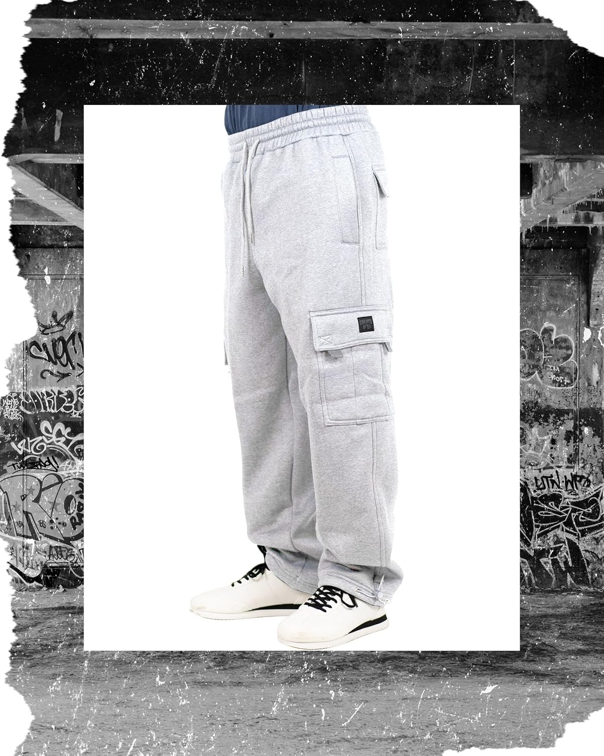 FB County Cargo Sweatpants - Loose Fit Cotton Polyester Heavyweight Fleece Cargo Pants with Flap & Utility Pockets - Image 4