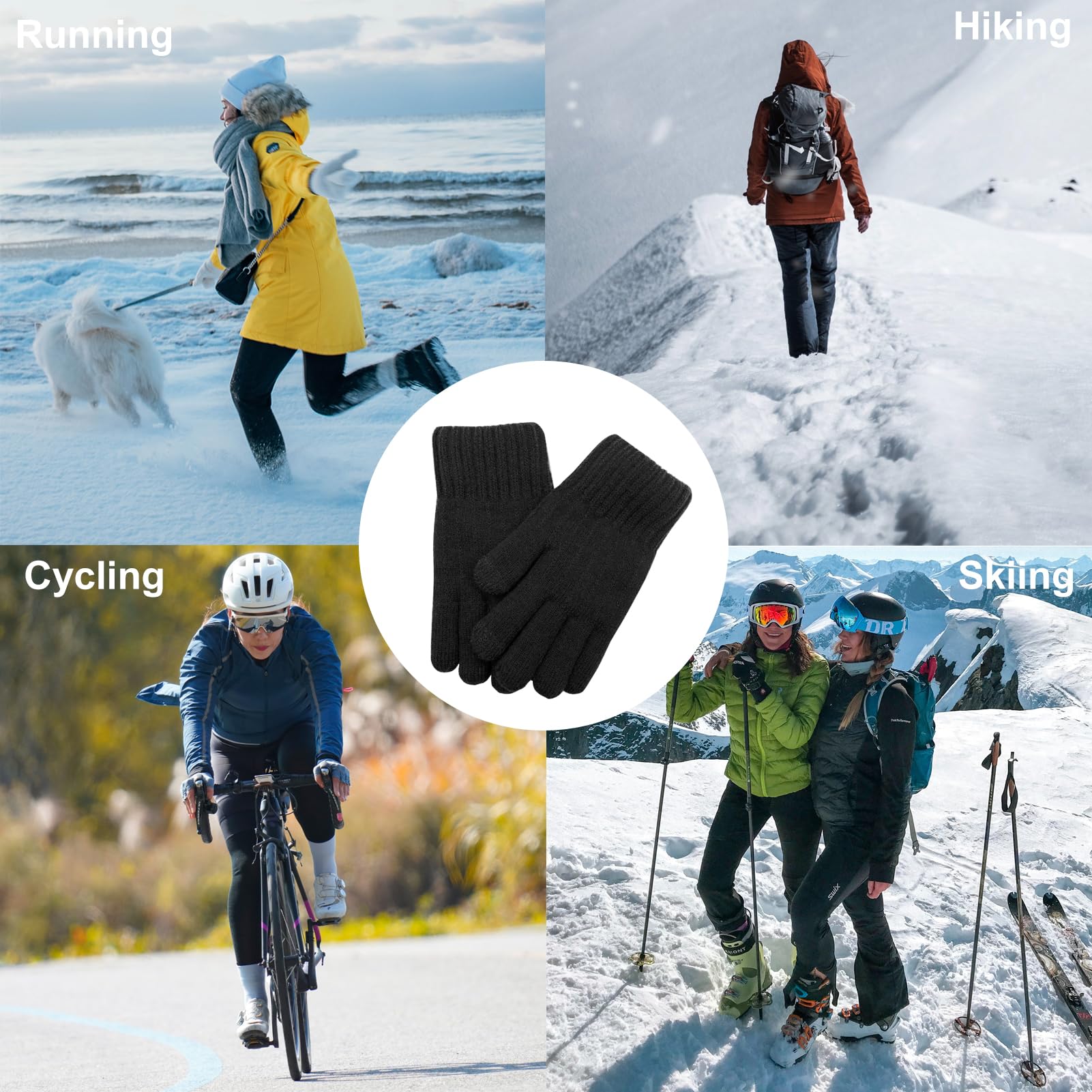 Guanti Invernali Donna Touchscreen | Fodera In Lana | Per Ciclismo E Outdoor | Caldi E Morbidi - Foto 7