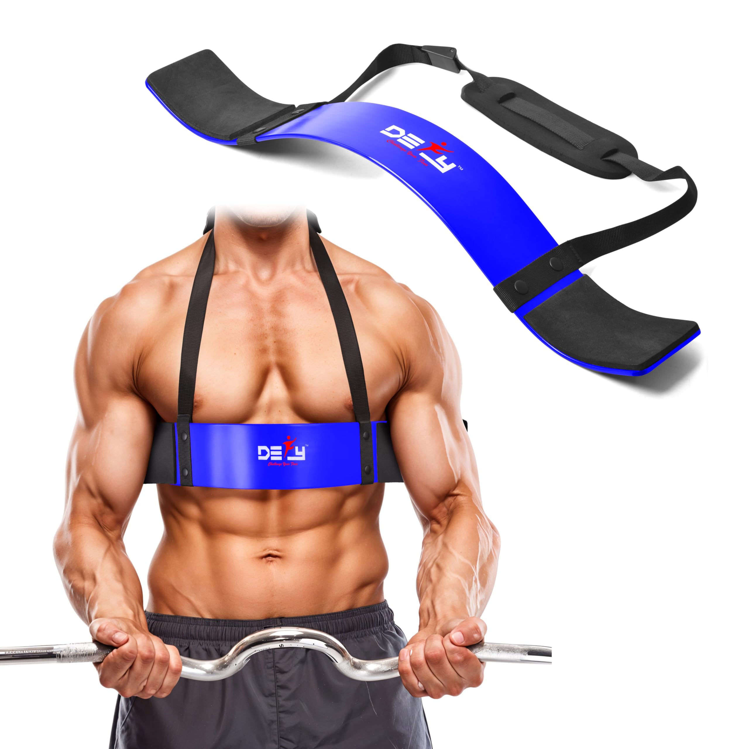 DEFY Arm Blaster for Biceps and Triceps Adjustable Curl Support with Durable 7mm Aluminum Plate and Neck Pad for Strength Training Bodybuilding Isolator Curl Machine