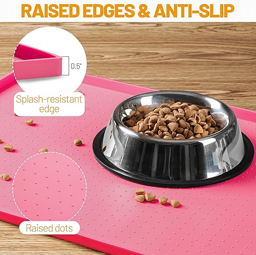 Miniatura 99 de Hubulk Tapete de alimentación para perros, 100% impermeable, de silicona de grado alimenticio, mantel individual para alimentos y agua