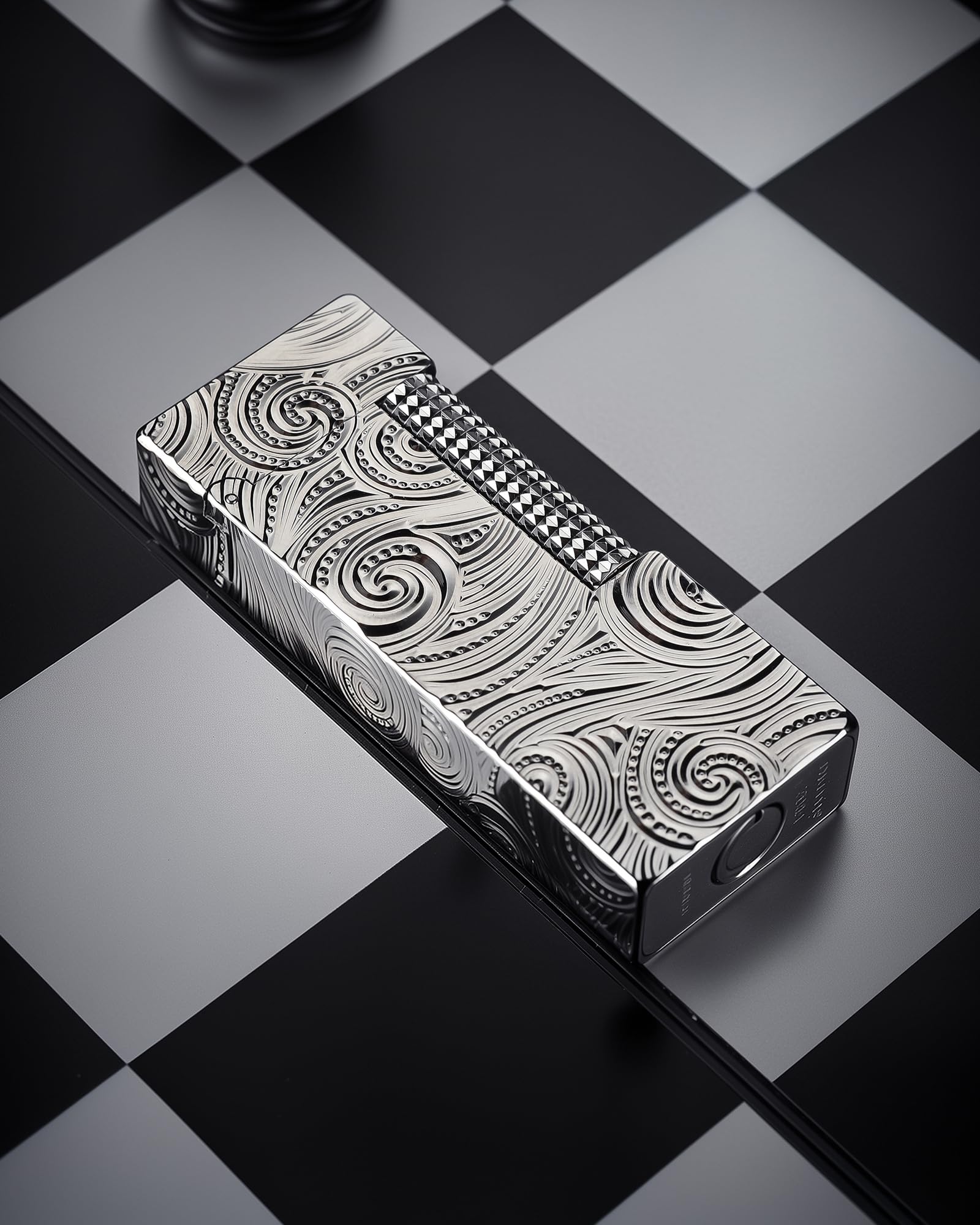 THORENS Narrow Lighter - Starry Sky Mechero de Queroseno y Latón | Side-slip, flip-top, plata, retro clásico, compacto, recargable, llama suave, relieve tallado, regalo coleccionable hombre