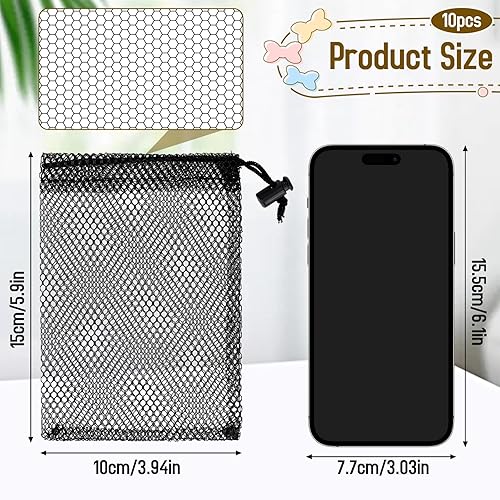 Miniatura 2 de Sliverdew 10 bolsas pequeñas de malla con cordón, bolsa de malla negra con cordón, mini bolsa de red de nailon con cordones pequeñas bolsas de viaje