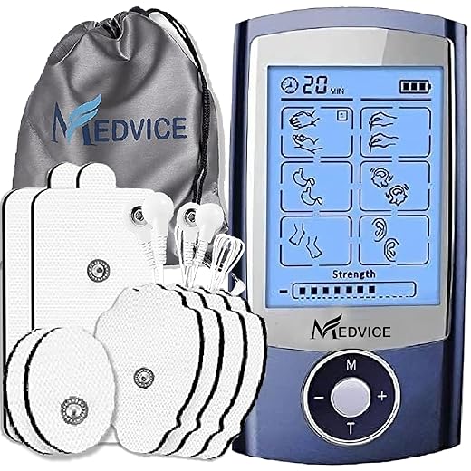 MEDVICE Rechargeable Tens Unit Muscle Stimulator, 2nd Gen 16 Modes & 8 Upgraded Pads for Natural Pain Relief & Management, FDA Cleared Electric Pulse Impulse Mini Massager Machine