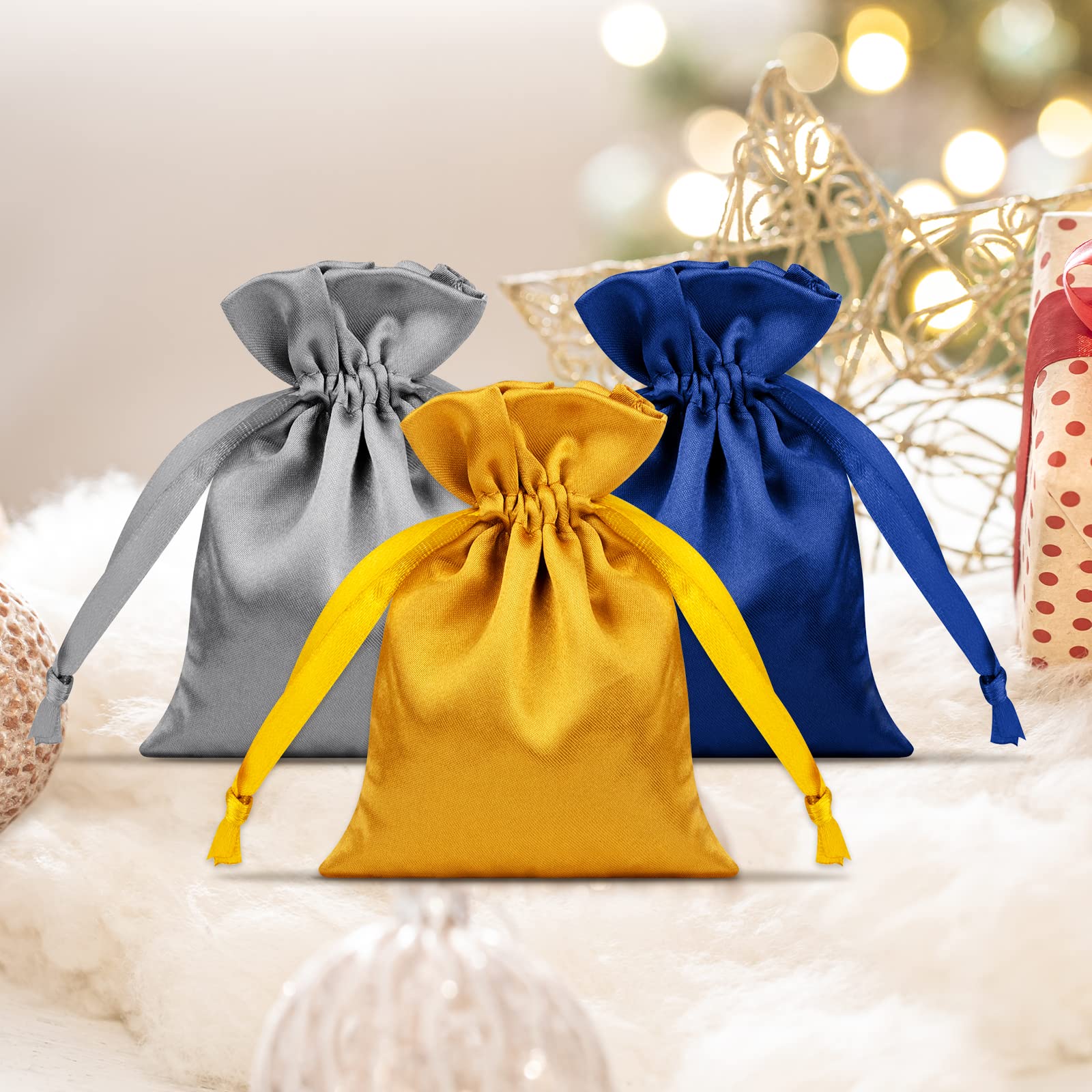 Sacchetti Di Raso Con Coulisse NBEADS - 18 Pezzi In 3 Taglie Per Gioielli, Cosmetici, Bomboniere - Foto 3