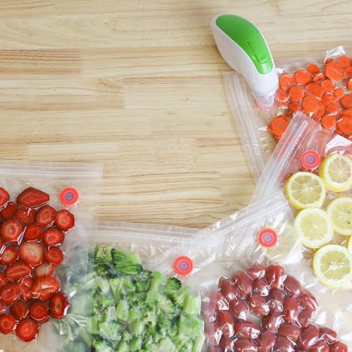 Miniatura 9 de NESCO Kit de sellado al vacío de mano, incluye 4 recipientes, 5 bolsas reutilizables con cremallera de galón, congelador, lavavajillas, bolsas