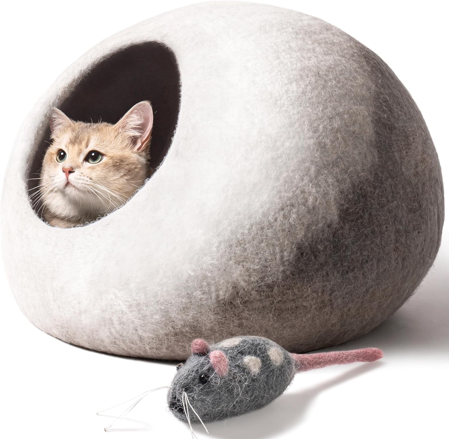 Cat Cave Bed - Handmade Wool Cat Bed Cave by MEWOOFUN