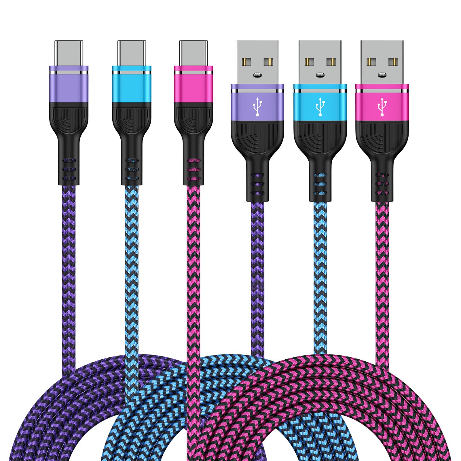 USB to USB C Cable 6FT/3Pack for Samsung Galaxy A15 5G A14 A54 A55 A35 A25 S24 Ultra S23 FE S22 S21,USB A to USB Type C Charging Fast Charger Cord for iPhone 15 Pro/15 Pro Max/15 Plus/15,Pixel 8a 8 7