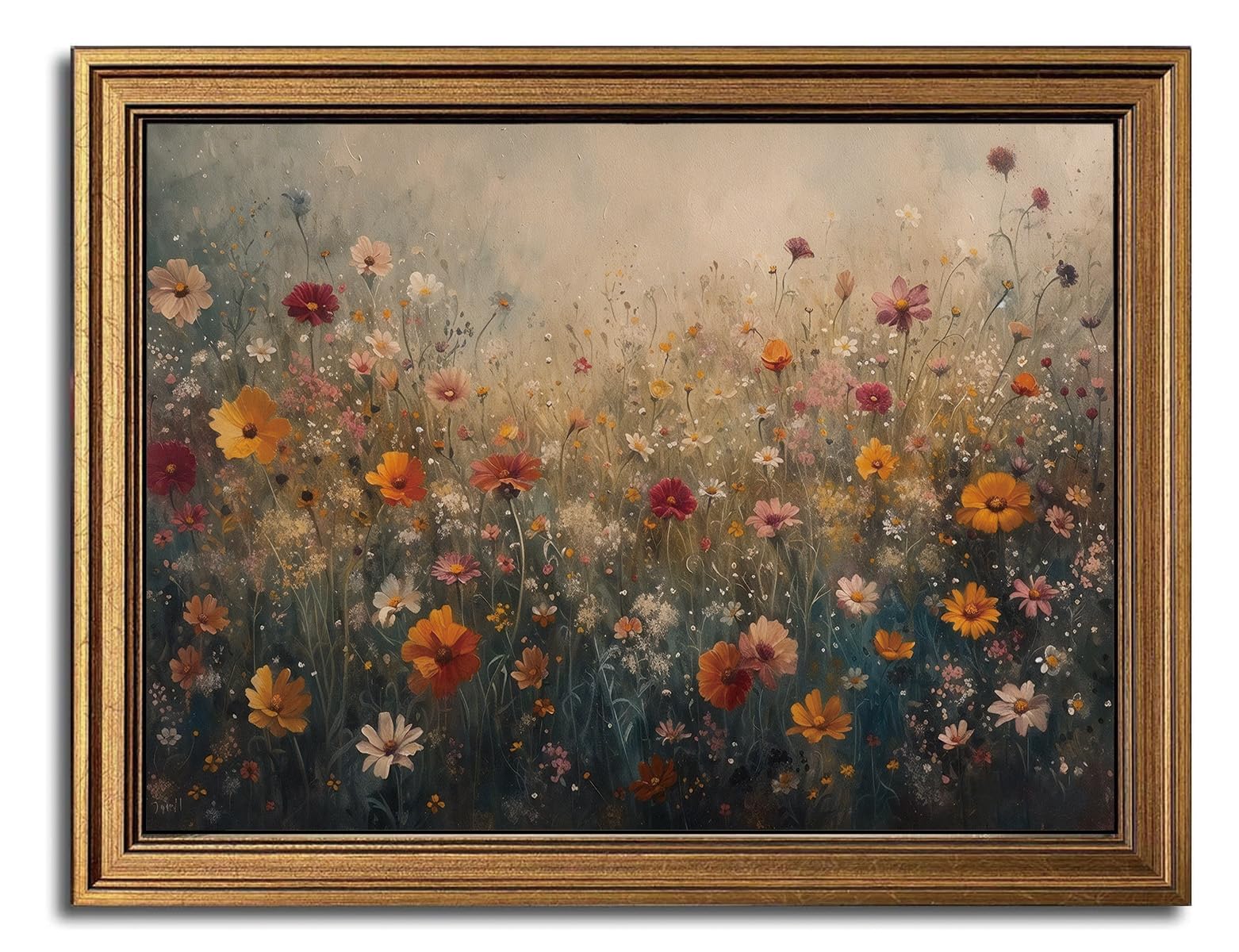 Photo 1 of **MINOR DAMAGE (SCRATCHED CANVAS)*** Gold Framed Wall Art Vintage Flower Canvas Wall Art Nature Landscape Flower Wildflower Artwork Prints Picture for Living Room Bedroom Farmhouse Bathroom Office Decor, 16x24
