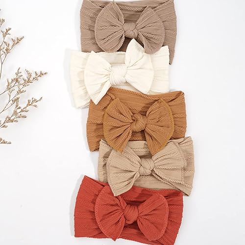 Miniatura 3 de CÉLLOT Diademas de nudo suaves súper elásticas con lazos para el cabello, accesorios para el cabello para recién nacidos, niñas y niños pequeños