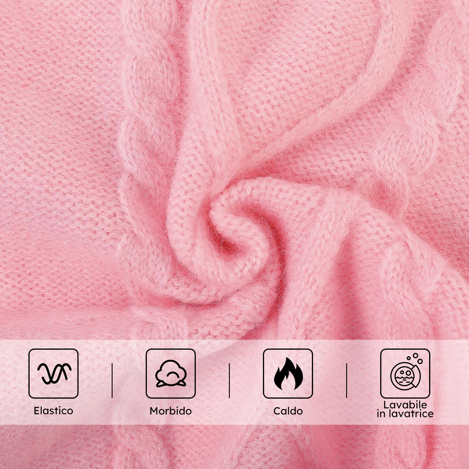 Queenmore Maglione Cane Taglia Grande Maglioncino Cane Bassotto Caldo Felpa Cane A Collo Alto Ritorto Vestiti Per Cani Gatti Maglione Elastico Per Bulldog Francese Barboncino Chihuahua, Rosa, L