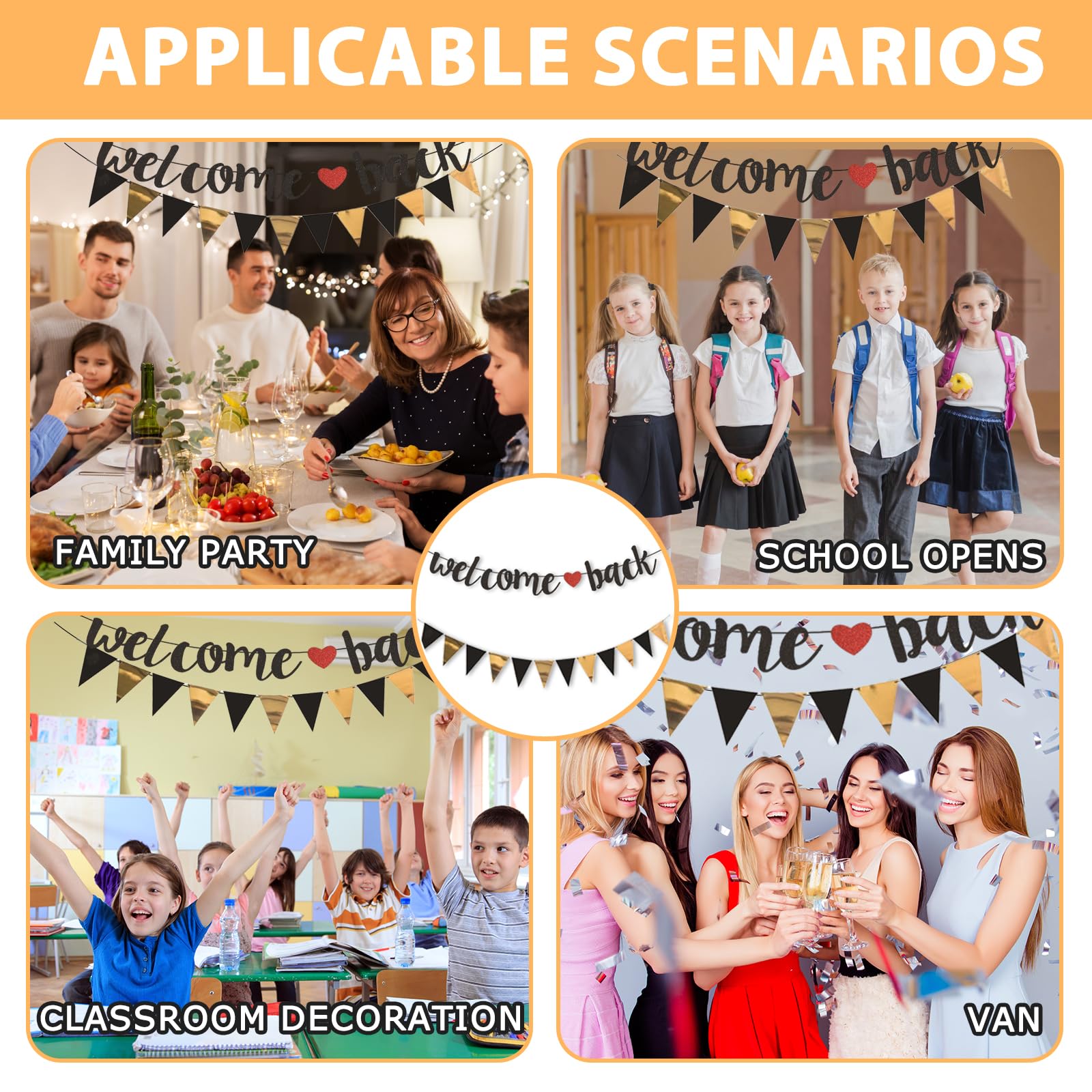 Welcome Back Girlande - Herzlich Willkommen Deko Für Partys & Feiern