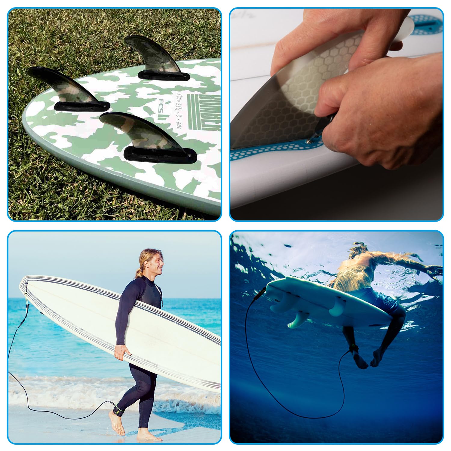 6 szt. śrub płetwowych do desek surfingowych, 1 szt. klucz płetwy do deski surfingowej, 6 szt. śrub płetwowych, śruby płetwy Sup do deski surfingowej, płaskie, proste wsporniki, długa deska,