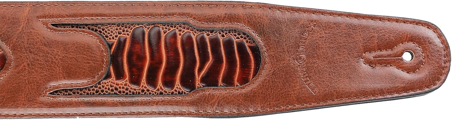 Walker & Williams GC-19 Whiskey Brown Padded Guitar Strap with Armadillo Inserts