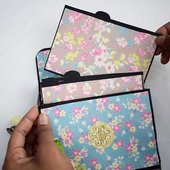 CrafTreat Accordian Scrapbook Album for Anniversary - Contains Precut Base for Making 2 Albums of Accordian Inserts Handbag (1 Black and 1 Kraft) 6.5X5 - Memories DIY Scrapbook for Birthday