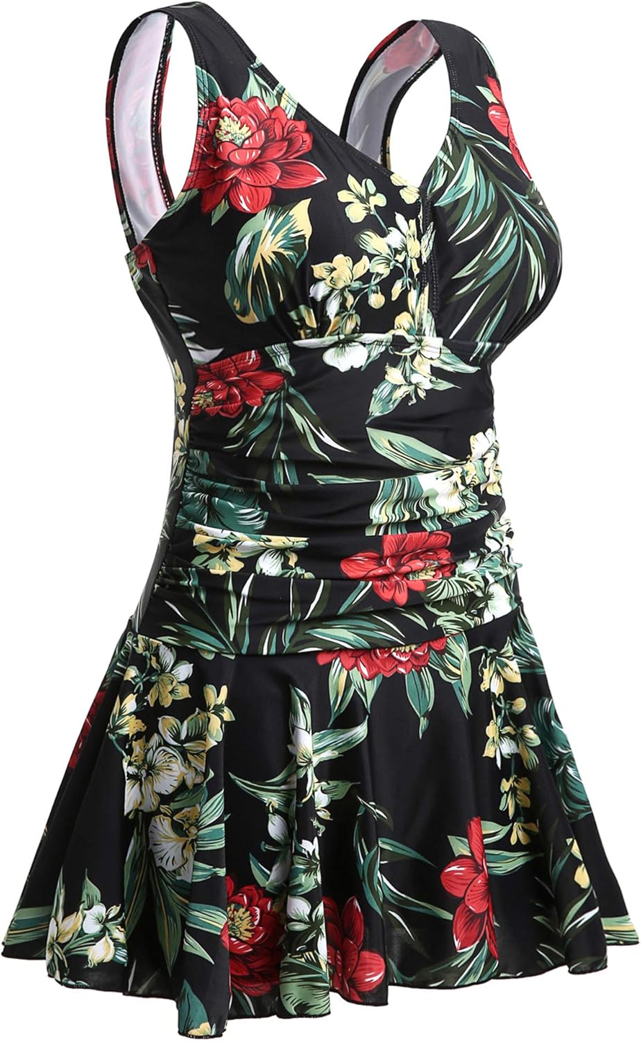 MiYang Women’s Plus-Size Flower Printing Shaping Body One Piece Swim Dresses Swimsuit