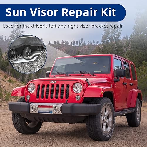 Miniatura 2 de Kit de reparación de visera solar clips de montaje de visera solar resistentes compatibles con Jeep Wrangler JK 2018Wrangler JL JLU