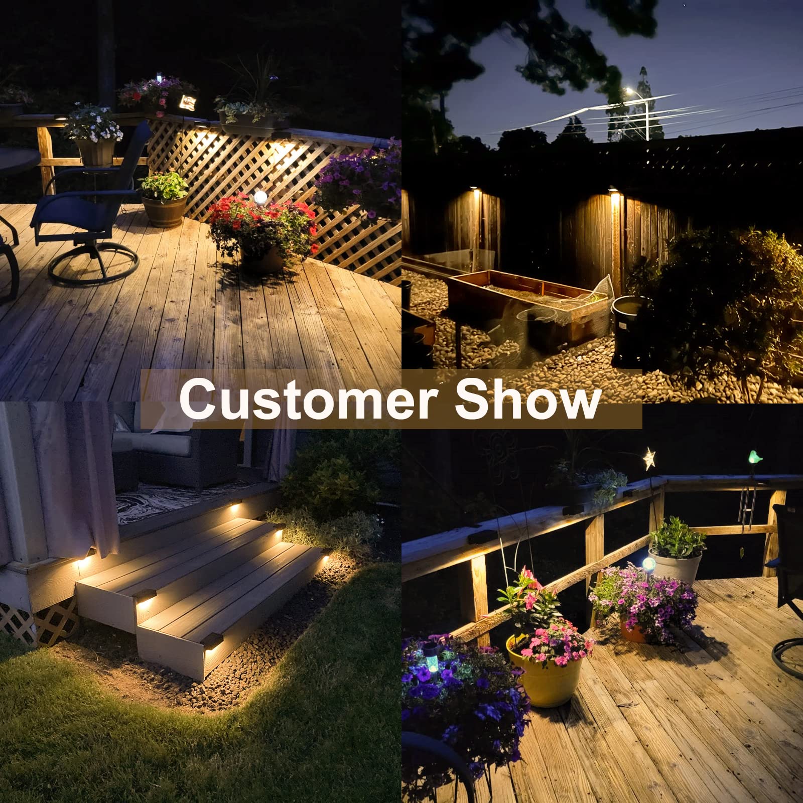 Solar Deck Lights Outdoor Fence Lights Step Lights,VOLISUN 8pack Warm White&RGB Waterproof Led Color Glow Solar Lights for Step,Fence,Deck,Railing,Wall,Stairs (1800mah,Long Lighting Time )