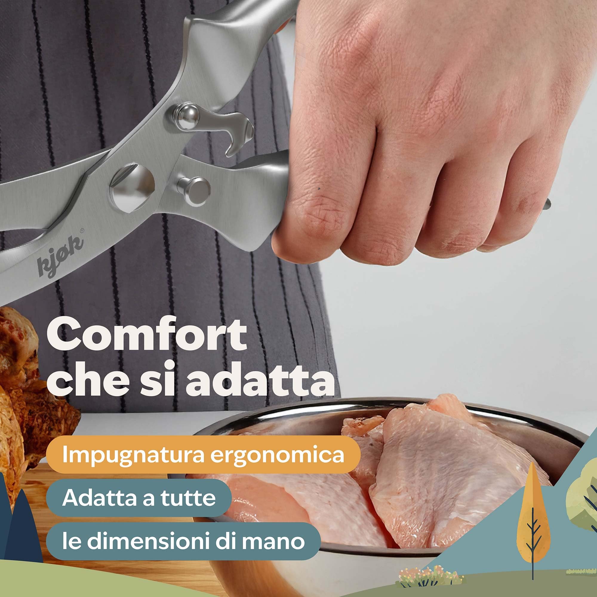 Forbice da Cucina in Acciaio Inox per Pollame - Premium Forbice Multiuso per Pollo, Oca, Anatra