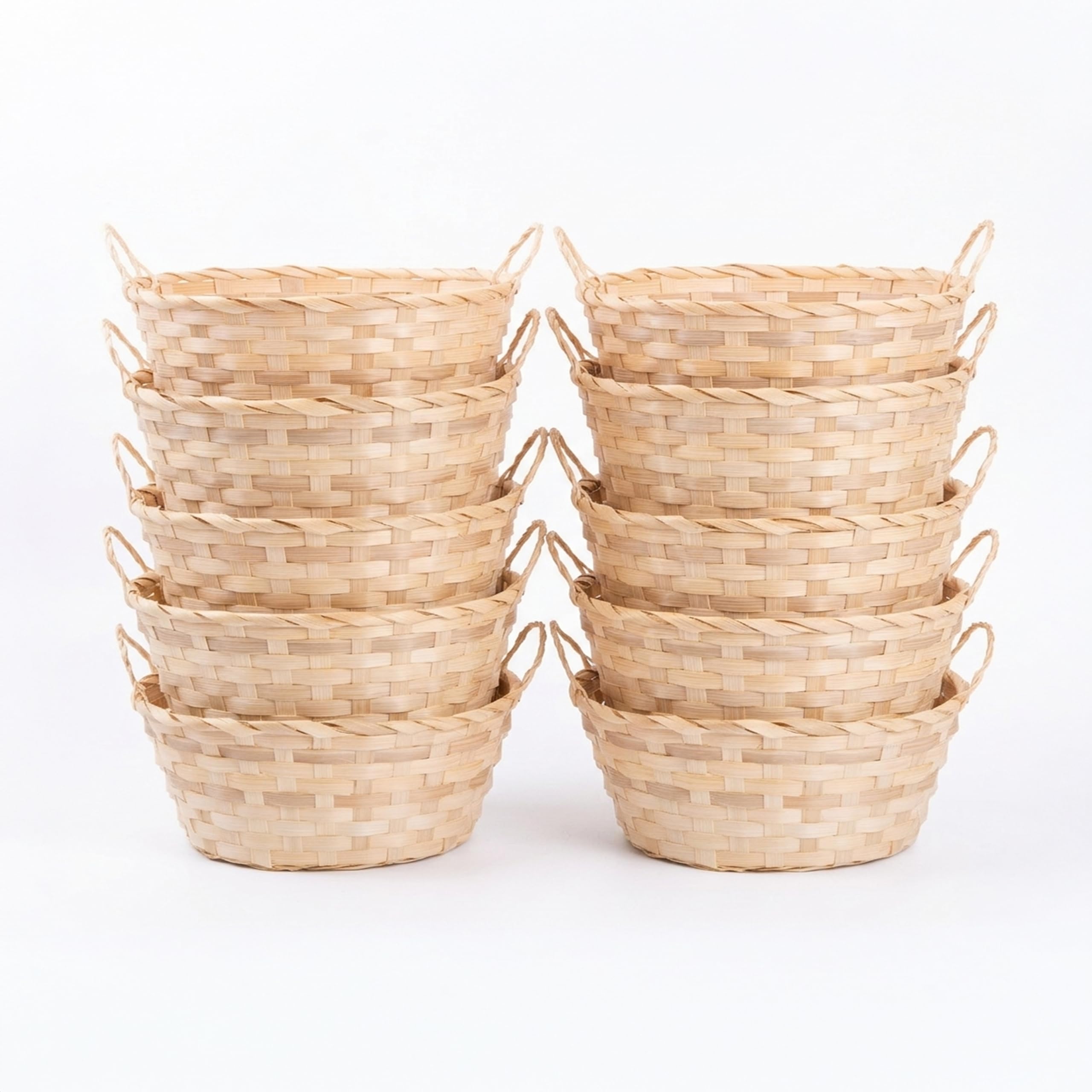 Wickerfield Bamboo Wicker Hampers With Handles Gift Hampers Retail Display Tray Bread Basket (10, Natural)